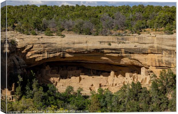 Sunny view of the historical Cliff Palace in Mesa Verde National Canvas Print by Chon Kit Leong