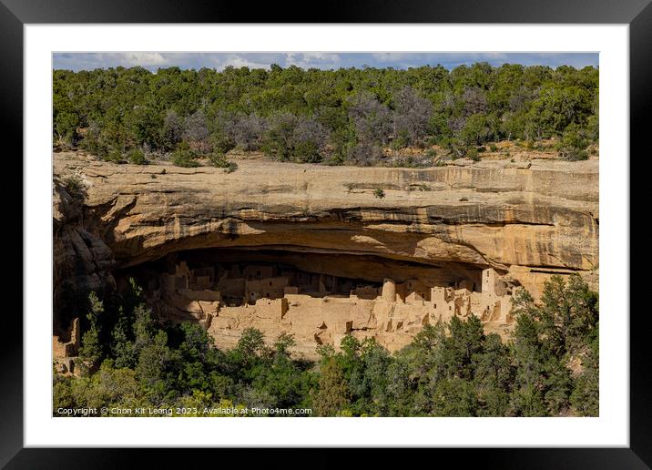 Sunny view of the historical Cliff Palace in Mesa Verde National Framed Mounted Print by Chon Kit Leong