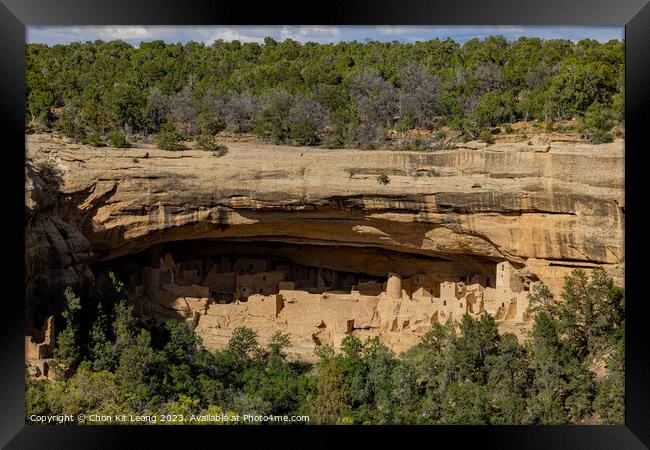 Sunny view of the historical Cliff Palace in Mesa Verde National Framed Print by Chon Kit Leong