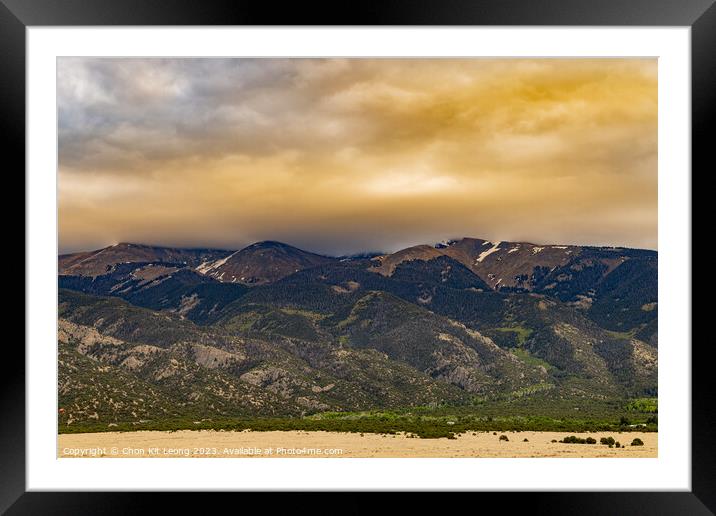 Sunny view of the landscape of Great Sand Dunes National Park an Framed Mounted Print by Chon Kit Leong