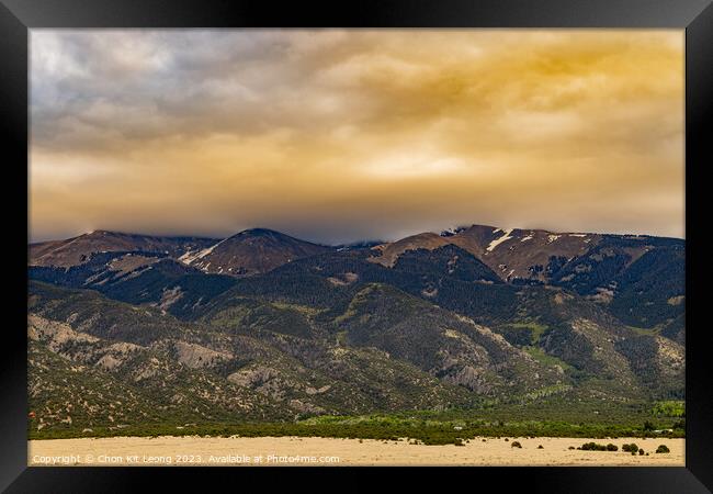 Sunny view of the landscape of Great Sand Dunes National Park an Framed Print by Chon Kit Leong