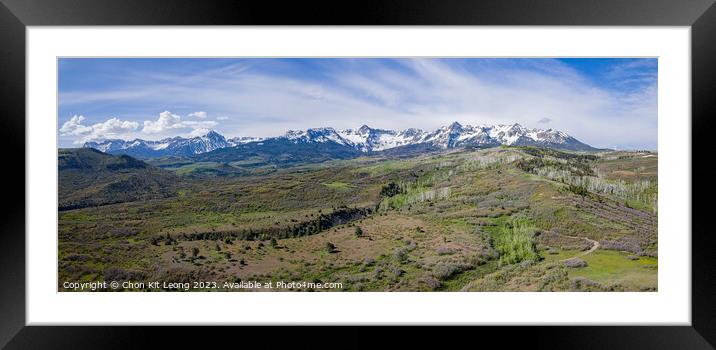 Sunny aerial view of the landscape of Mt Sneffels Framed Mounted Print by Chon Kit Leong