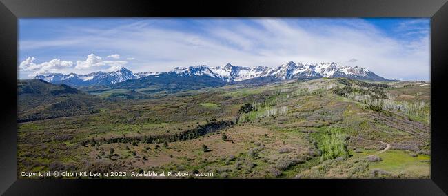 Sunny aerial view of the landscape of Mt Sneffels Framed Print by Chon Kit Leong