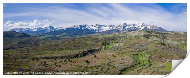 Sunny aerial view of the landscape of Mt Sneffels Print by Chon Kit Leong