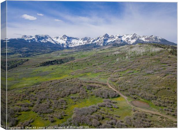 Sunny aerial view of the landscape of Mt Sneffels Canvas Print by Chon Kit Leong