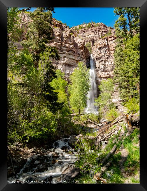 Sunny view of the Cascade Falls landscape in Ouray Framed Print by Chon Kit Leong
