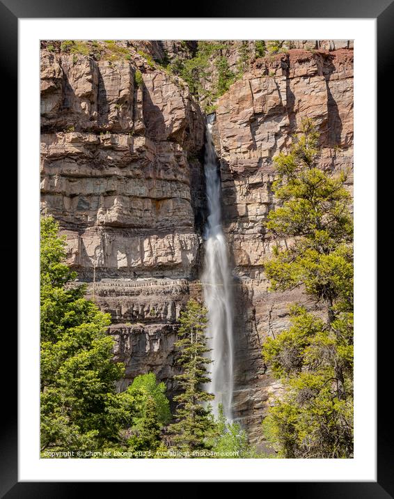Sunny view of the Cascade Falls landscape in Ouray Framed Mounted Print by Chon Kit Leong