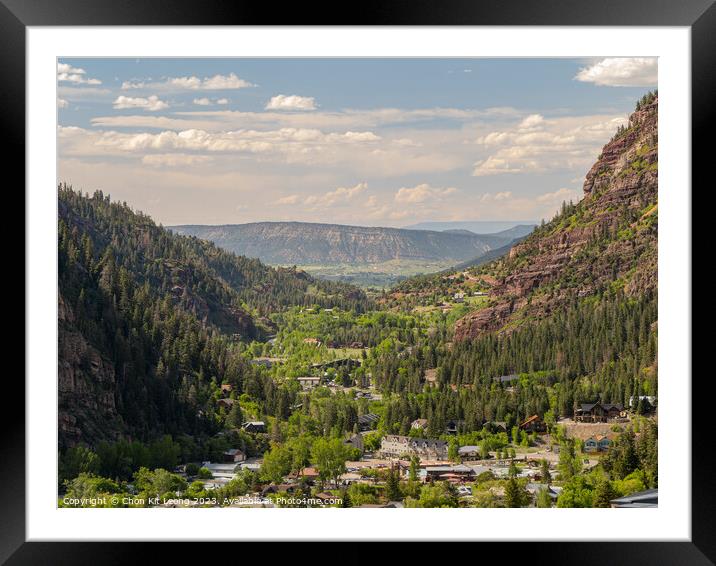 Sunny high angle view of the Ouray town Framed Mounted Print by Chon Kit Leong