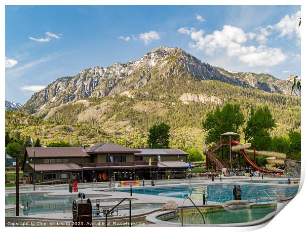 Sunny view of Ouray Hot Springs Pool and Fitness Center of Ouray Print by Chon Kit Leong