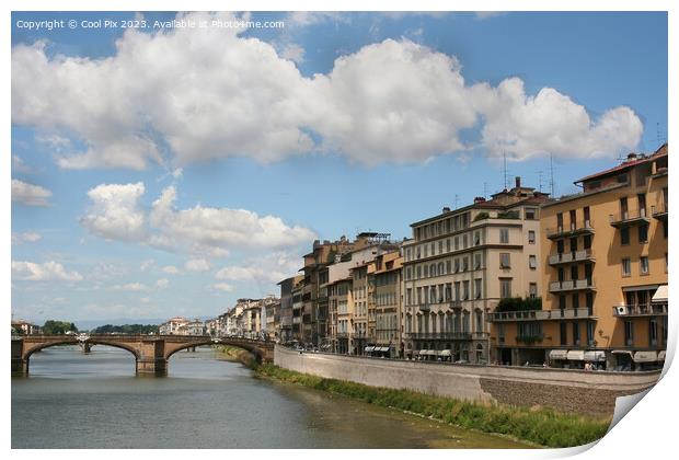 Bridges in City of Florence Italy Print by Arun 