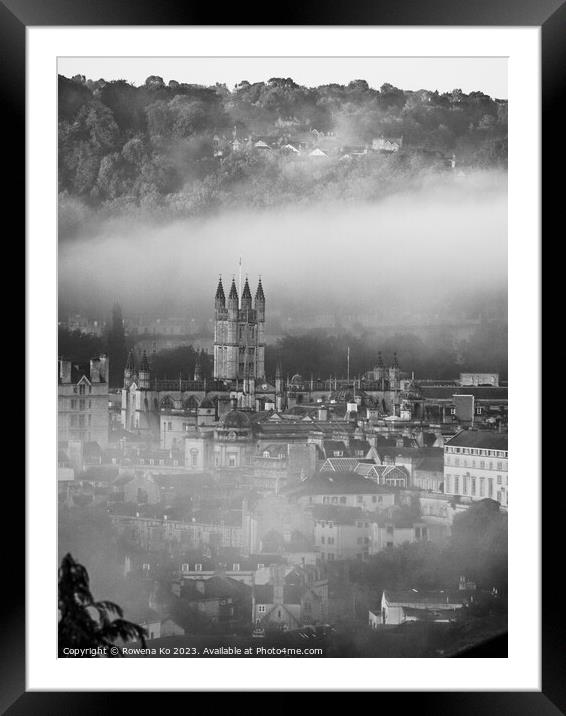 Bath Abbey Veiled in Morning Mist Framed Mounted Print by Rowena Ko