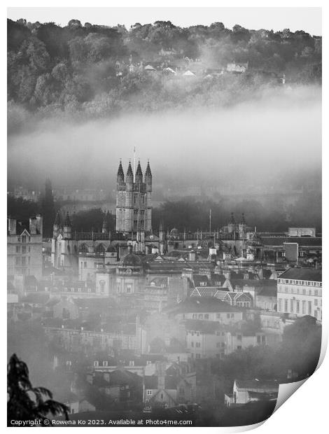 Bath Abbey Veiled in Morning Mist Print by Rowena Ko