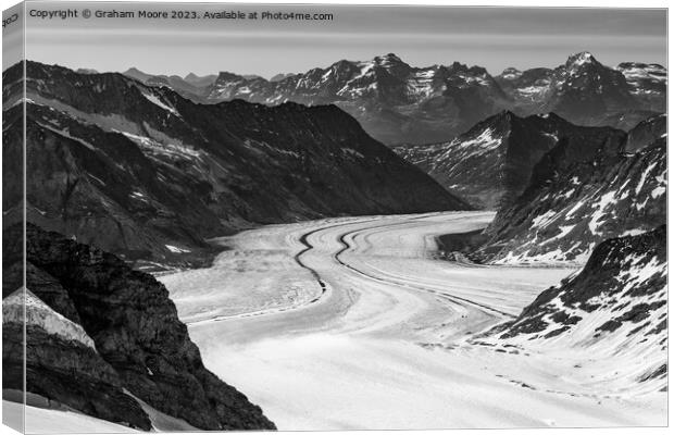 Aletsch Glacier monochrome Canvas Print by Graham Moore