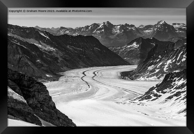 Aletsch Glacier monochrome Framed Print by Graham Moore
