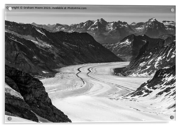 Aletsch Glacier monochrome Acrylic by Graham Moore