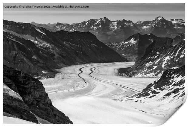Aletsch Glacier monochrome Print by Graham Moore
