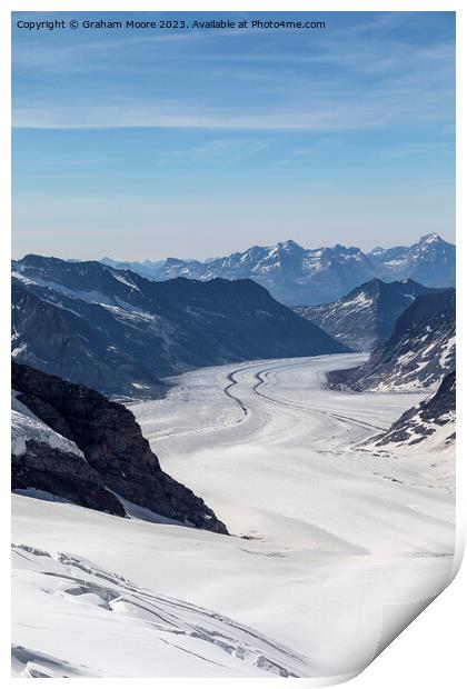 Aletsch Glacier from Junfraujoch vert Print by Graham Moore