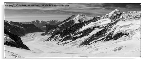 Aletsch Glacier panorama monochrome Acrylic by Graham Moore