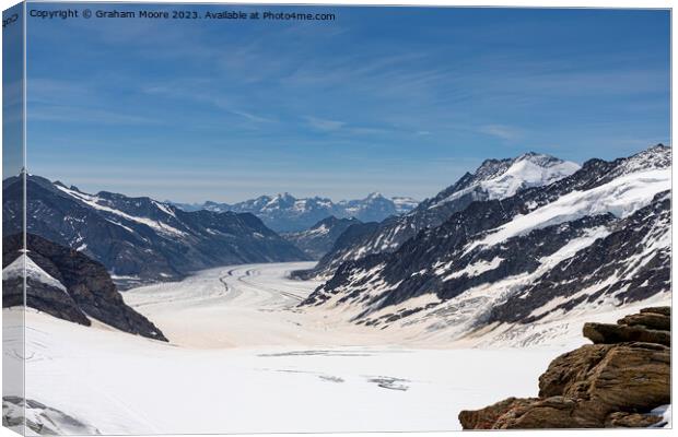Aletsch Glacier from Junfraujoch Canvas Print by Graham Moore