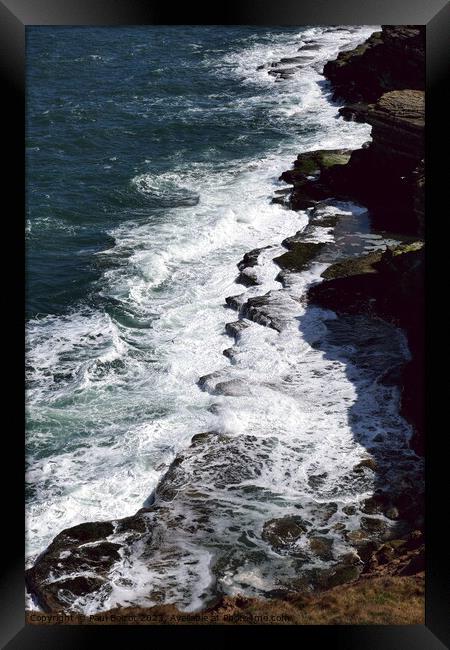 Waves on the rocks, Filey Brigg 3 Framed Print by Paul Boizot