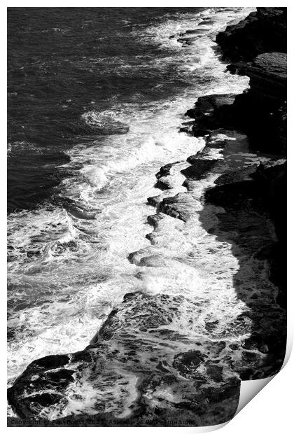 Waves on the rocks, Filey Brigg 3, monochrome Print by Paul Boizot