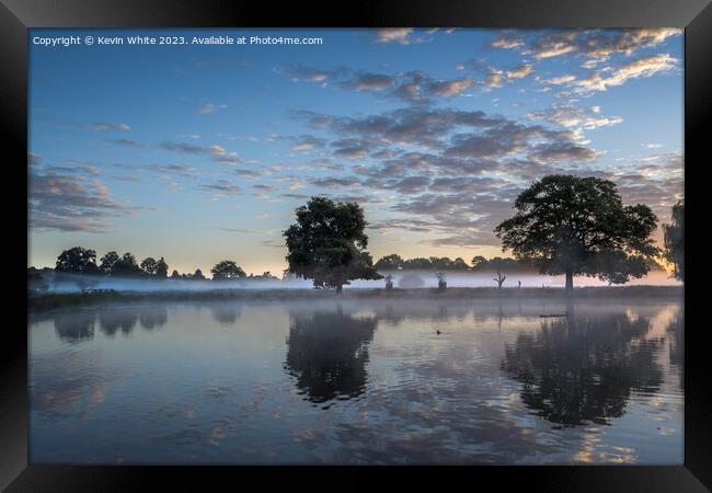 ghostly mist hovering over ponds at Bushy Park Framed Print by Kevin White