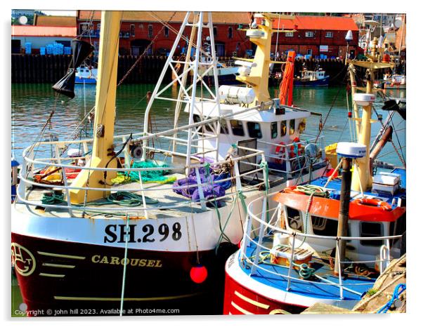 Fishing boats, Scarborough, Yorkshire. Acrylic by john hill