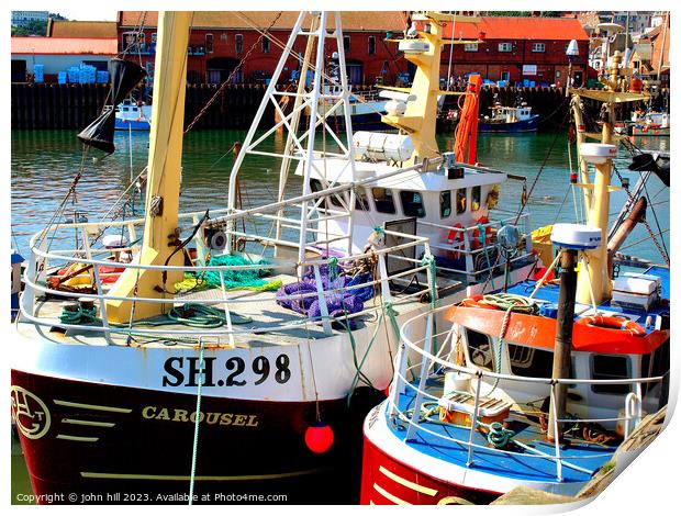 Fishing boats, Scarborough, Yorkshire. Print by john hill