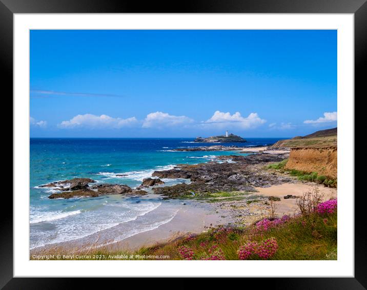 Panoramic Seascape of Godrevy Lighthouse Framed Mounted Print by Beryl Curran