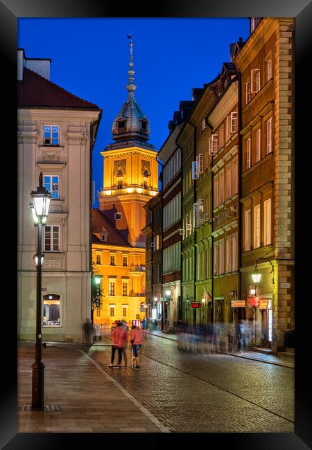 Warsaw Old Town By Night In Poland Framed Print by Artur Bogacki