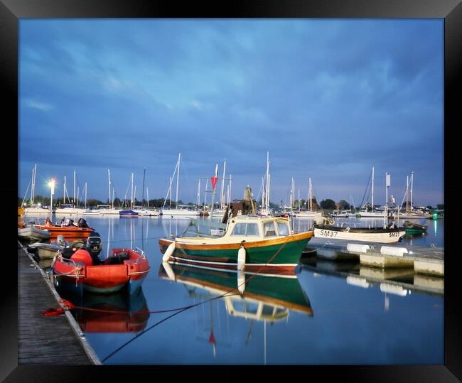 Brightlingsea Harbour in the early morning light  Framed Print by Tony lopez