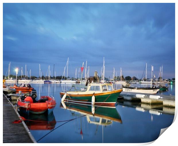 Brightlingsea Harbour in the early morning light  Print by Tony lopez