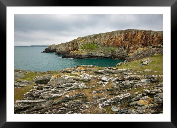 Dramatic coastline at Rhoscolyn, Anglesey, Wales Framed Mounted Print by Andrew Kearton