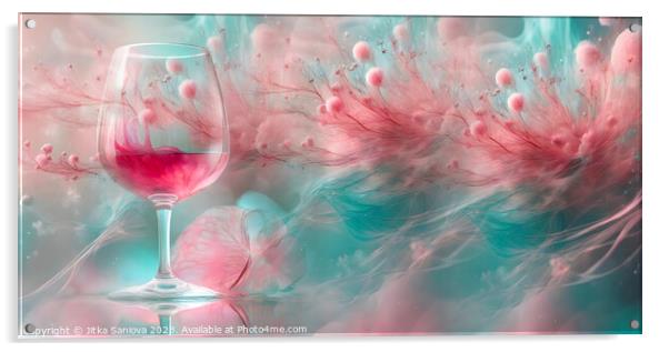 Glass full of flowers  Acrylic by Jitka Saniova