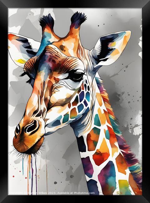 Magical Giraffe art Framed Print by Darren Wilkes