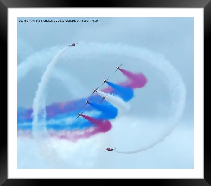 Red Arrows Corkscrew Framed Mounted Print by Mark Chesters