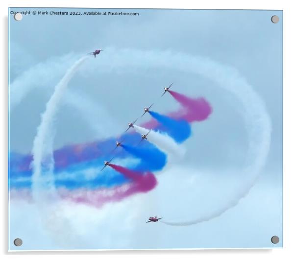 Red Arrows Corkscrew Acrylic by Mark Chesters