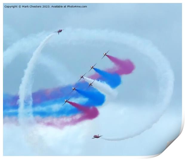 Red Arrows Corkscrew Print by Mark Chesters