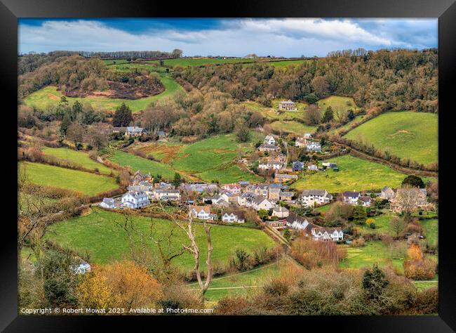 Branscombe village, Devon. From the Southwest Coastal Path Framed Print by Robert Mowat