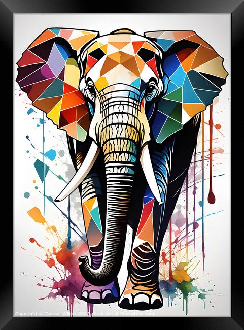 Abstract African Elephant Framed Print by Darren Wilkes