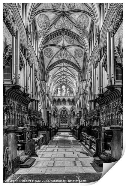 The Choir, Salisbury Cathedral, England Print by Robert Mowat