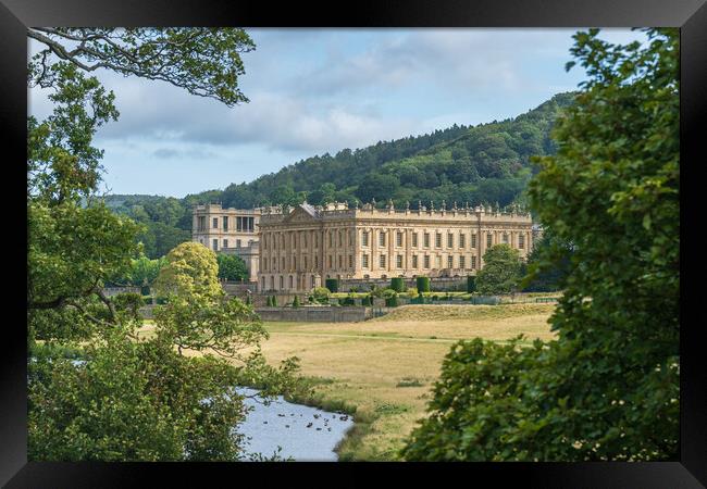 Chatsworth House and the River Derwent Framed Print by Andrew Scott