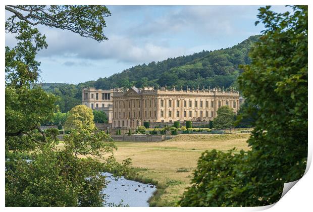 Chatsworth House and the River Derwent Print by Andrew Scott