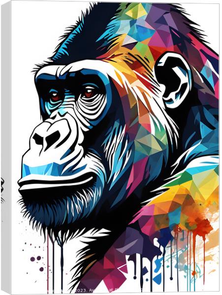 Abstract Gorilla Artistic Illusion Canvas Print by Darren Wilkes