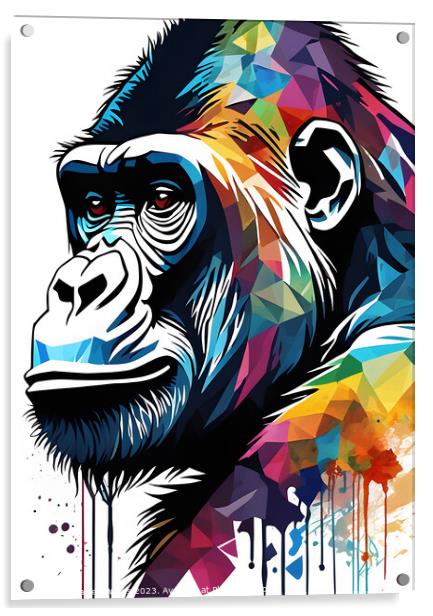 Abstract Gorilla Artistic Illusion Acrylic by Darren Wilkes