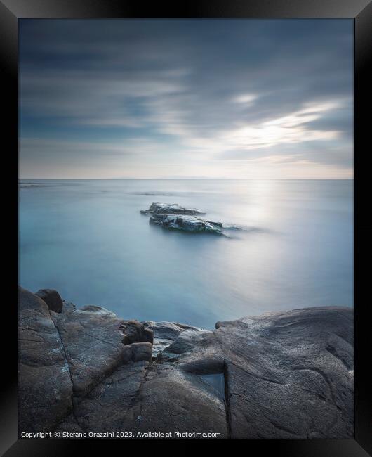 Rocks in the sea. Cala Violina, Tuscany, Italy. Framed Print by Stefano Orazzini