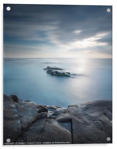 Rocks in the sea. Cala Violina, Tuscany, Italy. Acrylic by Stefano Orazzini