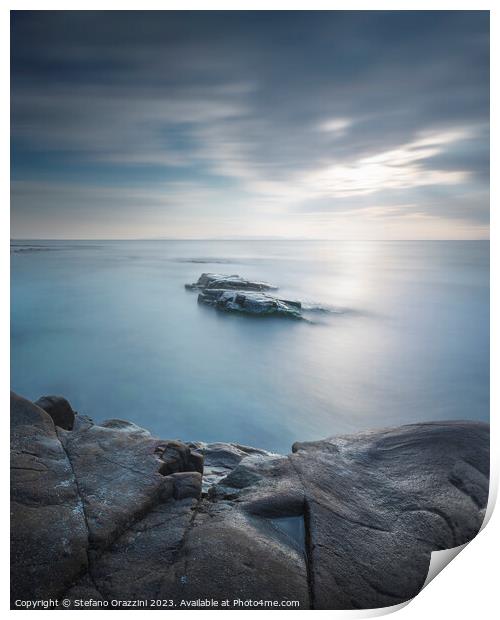 Rocks in the sea. Cala Violina, Tuscany, Italy. Print by Stefano Orazzini