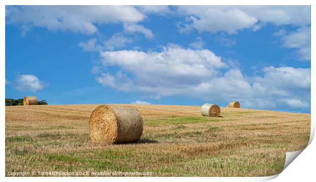 Harvested Hay Bales, Duffus Countryside Print by Tom McPherson