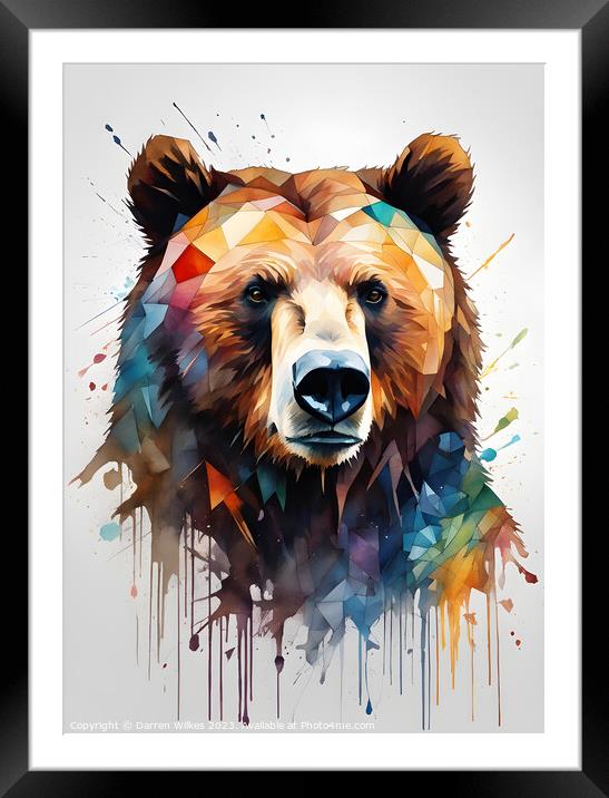 Grizzly Bear Digital Abstract Art Framed Mounted Print by Darren Wilkes